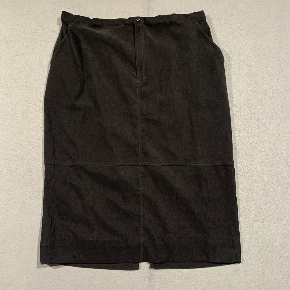 White Stag Woman Stretch Midi Pencil Skirt Plus Size 24W Black Faux Suede Witchy